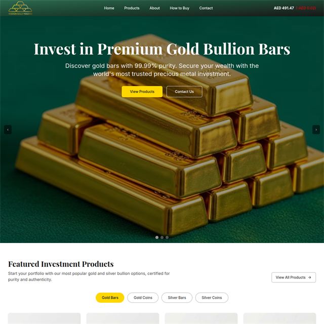 Rodion Gold Trading — Gold bullion trading website designed and developed by ZyntaX Online